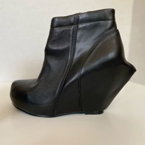 Rick Owens Black Wedge Ankle Booties